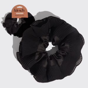Halloween Black Pleated Scrunchie