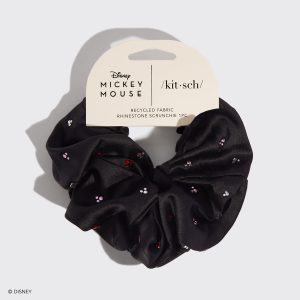 Kitsch x Mickey and Minnie Black Rhinestone Scrunchie